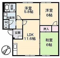 カーザ・ヴェルデ 3LDKの間取図画像
