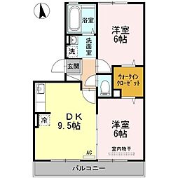 アーバンライフ5号館 2DKの間取図画像