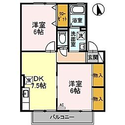 リヴェールA 2DKの間取図画像