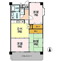 ウエルス富任2 3DKの間取図画像
