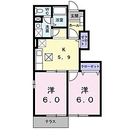 ドマーニA 2Kの間取図画像