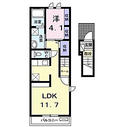 シャトーさくら 1LDKの間取図画像