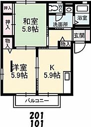 ディアスパルティールC 2Kの間取図画像