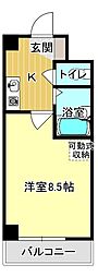 パラディアン一の宮 1Kの間取図画像