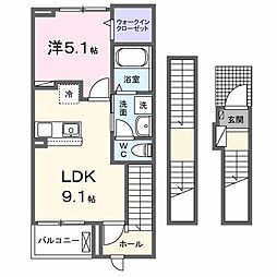 下関市綾羅木新町1丁目アパート 1LDKの間取図画像