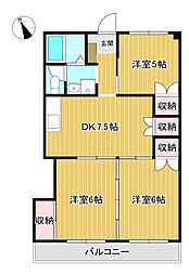 サンセットコート 3DKの間取図画像