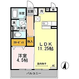 ソレイユ富任B棟 1LDKの間取図画像