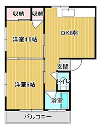 勝谷コーポ 2DKの間取図画像