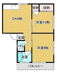 勝谷コーポ 2DKの間取図画像