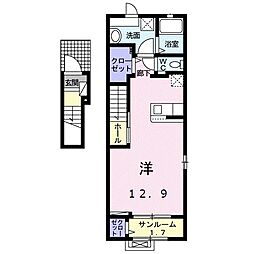 レジデンス宝町 ワンルームの間取図画像
