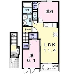 エルカーサ2 2LDKの間取図画像