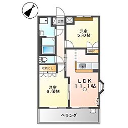 シャルマンコートジュネス 2LDKの間取図画像
