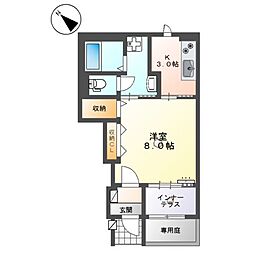 ローリングヒルズ富任 1Kの間取図画像