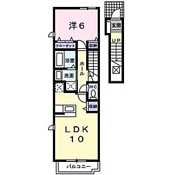 エレガンシアD 1LDKの間取図画像