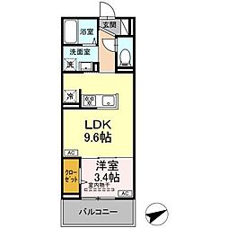 下関市長府松小田中町アパート 1LDKの間取図画像