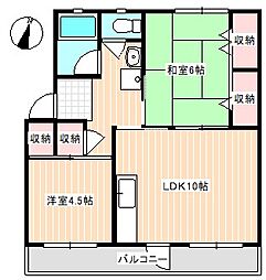 正木フラッツ 2LDKの間取図画像