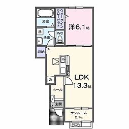 サンライズ 富士広 1LDKの間取図画像