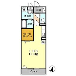 ヒルクレスト ワンルームの間取図画像