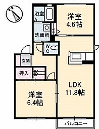 シャーメゾン夢ケ丘A 2LDKの間取図画像