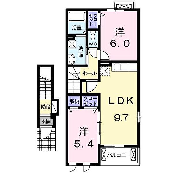 ミント・ブリーズI 202｜茨城県つくばみらい市富士見ヶ丘3丁目(賃貸アパート2LDK・2階・54.38㎡)の写真 その2