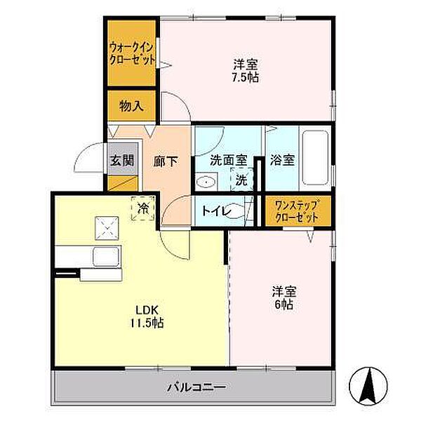 サンジュエル 101｜茨城県つくば市学園南3丁目(賃貸アパート2LDK・1階・60.88㎡)の写真 その2