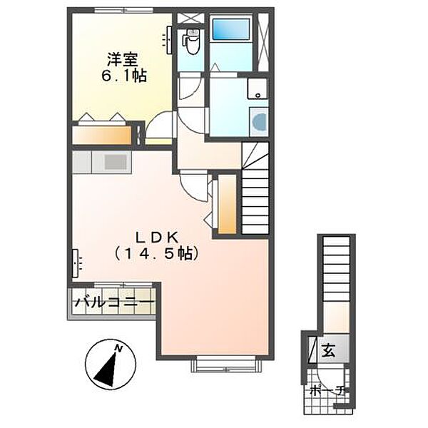 la leonessa ( ラ・レオネッサ) 201｜茨城県稲敷郡阿見町住吉2丁目(賃貸アパート1LDK・2階・50.91㎡)の写真 その2