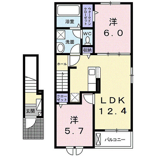 メゾン　アンソレイユ 203｜茨城県つくば市松代1丁目(賃貸アパート2LDK・2階・56.44㎡)の写真 その2