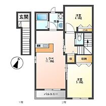 グリュック・ラウム  ｜ 千葉県野田市山崎（賃貸アパート2LDK・2階・57.43㎡） その2