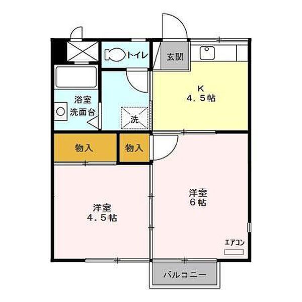 コスモシティ岡野 Ｂ・Ｃ・Ｄ B201｜茨城県つくば市並木3丁目(賃貸アパート2K・2階・33.72㎡)の写真 その2