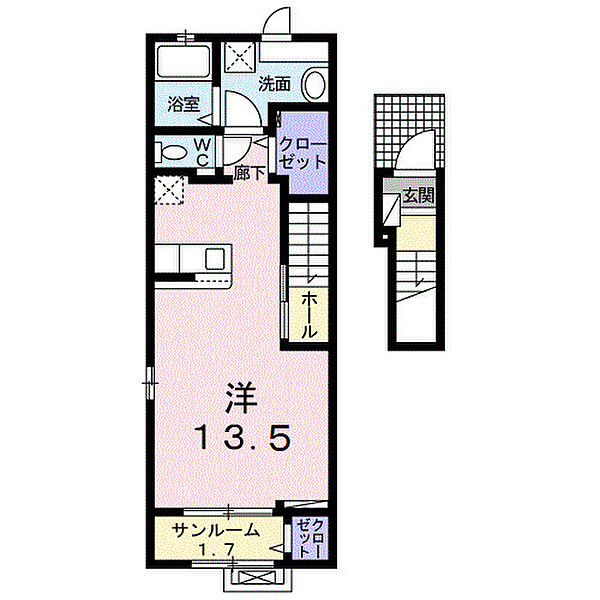 リオンリゾートIX 205｜茨城県つくば市上横場(賃貸アパート1R・2階・40.74㎡)の写真 その2