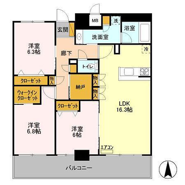 フロンティア・コンフォート研究学園 1403｜茨城県つくば市研究学園5丁目(賃貸マンション3LDK・14階・86.75㎡)の写真 その2