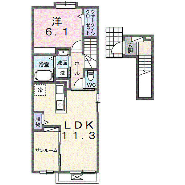 ルーエV 202｜茨城県龍ケ崎市若柴町(賃貸アパート1LDK・2階・50.74㎡)の写真 その2