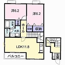 ヴァンクール　Ｂ 201 ｜ 茨城県龍ケ崎市藤ケ丘6丁目25番地1（賃貸アパート2LDK・2階・65.64㎡） その2