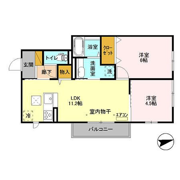 VILLETTA 105｜千葉県柏市大室1丁目(賃貸アパート2LDK・1階・49.86㎡)の写真 その2