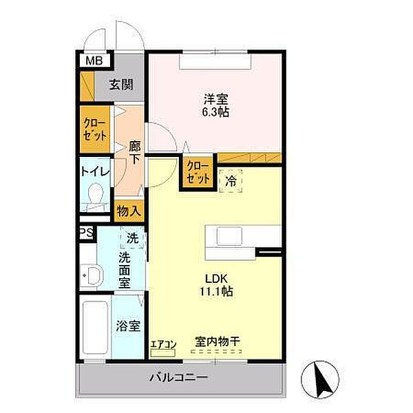 クレイドル 202｜千葉県柏市松ケ崎(賃貸アパート1LDK・2階・45.05㎡)の写真 その2