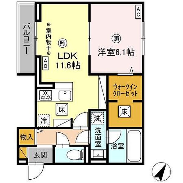 デュランタ 207｜千葉県柏市柏6丁目(賃貸アパート1LDK・2階・47.08㎡)の写真 その2