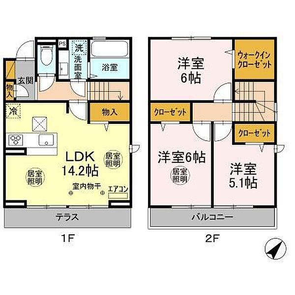 セレシア B棟 102｜千葉県流山市おおたかの森西2丁目(賃貸アパート3LDK・1階・79.38㎡)の写真 その2