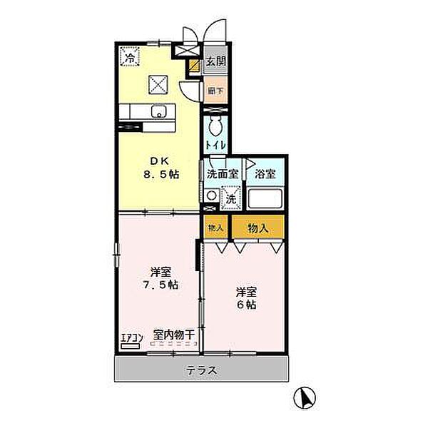 プレミエ・ステラ 106｜千葉県柏市小青田2丁目(賃貸アパート2DK・1階・48.77㎡)の写真 その2