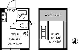 フェリスムーン 2階ワンルームの間取り