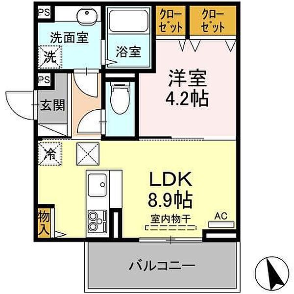 徳島県徳島市北沖洲４丁目(賃貸アパート1LDK・1階・35.11㎡)の写真 その2