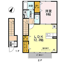 エスポワール横須 1LDKの間取図画像
