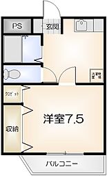 ヴェルディ沖浜 1Kの間取図画像
