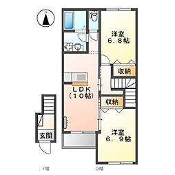 カサ・フェンテ 2LDKの間取図画像