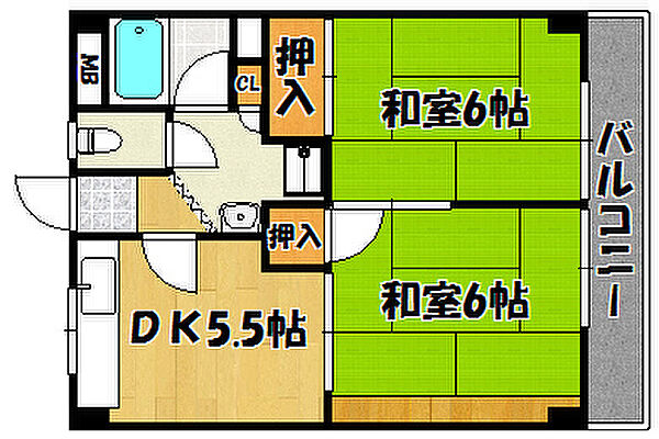 兵庫県明石市西明石北町3丁目(賃貸マンション2DK・3階・42.00㎡)の写真 その2