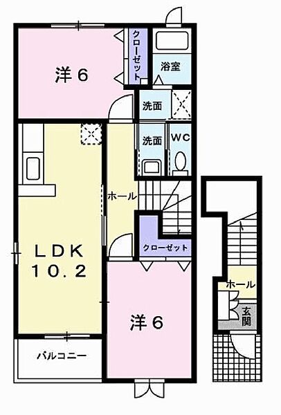 兵庫県加東市社(賃貸アパート2LDK・2階・57.02㎡)の写真 その2