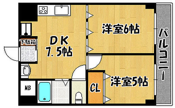 兵庫県神戸市西区南別府4丁目(賃貸マンション2DK・4階・38.00㎡)の写真 その2