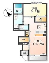 兵庫県姫路市保城（賃貸アパート1LDK・1階・43.23㎡） その2