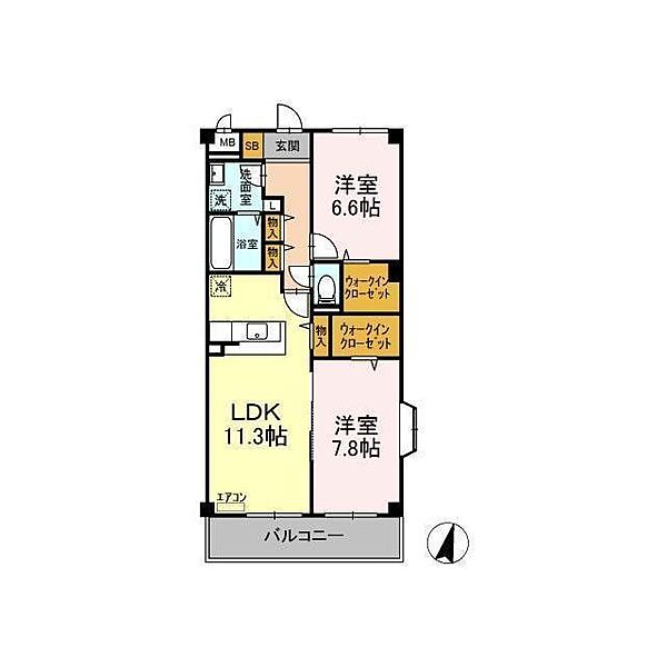 アルカンシェル 301｜茨城県つくば市学園南3丁目(賃貸マンション2LDK・3階・69.32㎡)の写真 その2