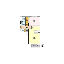 プラートC 1LDKの間取図画像