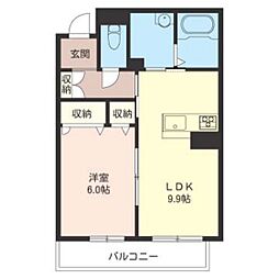 プードリエ 1LDKの間取図画像